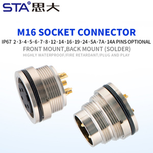 Enchufe de aviación M16, toma de soldadura de montaje en Panel FRONTAL <span class=keywords><strong>2</strong></span> <span class=keywords><strong>3</strong></span> 4 5 6 7 8 12 14 16 19, conector Circular de rosca hembra macho de 24 pines - Product Image 2