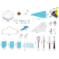 Kit de décoration de gâteaux avec plateau tournant, spatule, douilles de pâtisserie, kit de buses de décoration DIY, réutilisable, antiadhésif, 20 pièces, compatible avec les aliments
