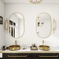 Factory Supply Luxury Fashion Large Oval HD Float Glass Durable Nice Aluminum Alloy Frame Waterproof Ulter Clear Silver Mirror