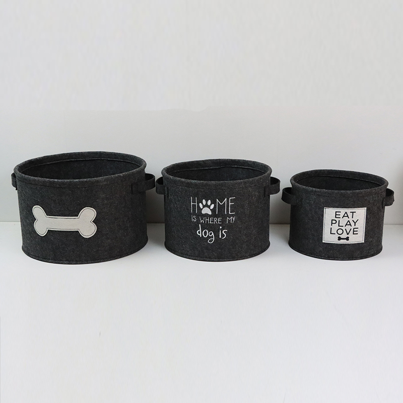 3 Pack Felt Dog Toy Bin Basket