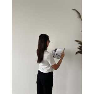 Camiseta Básica para Mujer, 100% Algodón Jersey, Manga Regular, Transpirable, Blanca - Product Image 1