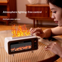 Diffuseur d'huiles essentielles à effet de brume de feu 200 ml, humidificateur ultrasonique à arrêt automatique, humidificateur diffuseur d'arômes à effet de flamme de cheminée rétro en grain de bois