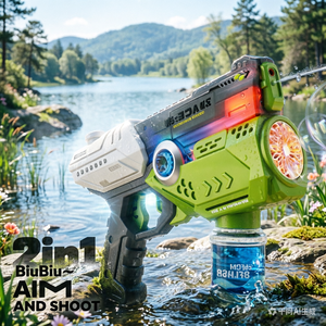 2 in 1 전기 버블건 & 물총 장난감 (LED 조명, 음악 포함) 어린이 여름 야외 해변 수영장 파티용 - Product Image 2