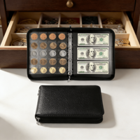 Reliure pour pièces de monnaie A7 en PU, format slim, fermeture à pression, pour mini pièces de monnaie, pages transparentes, reliure pour pièces de monnaie format slim