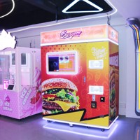Distributeur automatique de hamburgers Robot IPLAYSMART en acier inoxydable avec écran tactile de 32 pouces, entièrement automatique, extérieur, avec surveillance à distance