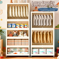 Armoire de rangement pliable et empilable pour la maison avec roulettes mobiles, installation sans outil par clipser, organisateur anti-poussière pour le rangement des jouets