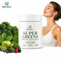 Poudre de mélange de superaliments verts Qbioflex en marque blanche avec enzymes digestives et probiotiques – Poudre Super Greens