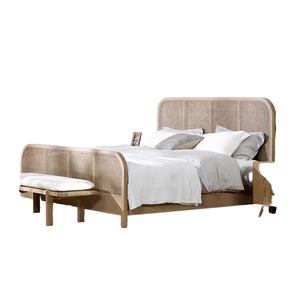 Lit surdimensionné de rotin de meubles d'hôtel de chêne solide classique moderne avec le style doux simple - Product Image 4