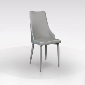 Sillón en tela gris con ribete de cuero ecológico blanco, 46x45 cm, altura 90 cm - Product Image 1