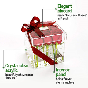Bao Bì Hình Vuông Trong Suốt Tùy Chỉnh Bó Hoa Hồng Bảo Quản Đám Cưới Trưng Bày Hộp Hoa Acrylic Hộp Hoa Hồng Bất Tử Vĩnh Cửu - Product Image 4