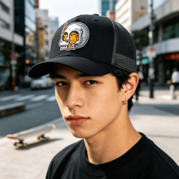 Casquette de camionneur personnalisée à profil moyen, réglable, avec broderie de patch animalier, plusieurs couleurs unies, devant en coton et dos en maille, pour le streetwear et l'extérieur