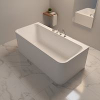 Baignoire rectangulaire autoportante en pierre artificielle Vaster, design d'angle, haut de gamme, pour hôtels et villas, garantie 5 ans