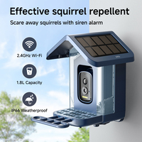 Mangeoire à oiseaux intelligente avec caméra IA, panneau solaire, objectif grand angle 130° 5MP, vision nocturne 6M, détection PIR, résistance aux intempéries IP66, matériau ABS