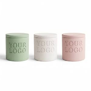 Luxury Custom Embossed Ceramic Jar Scented Soy Wax <b>Candle</b> For Modern Home Decor Wholesale Private Label Bespoke Branding <b>Set</b> - Product Image 1