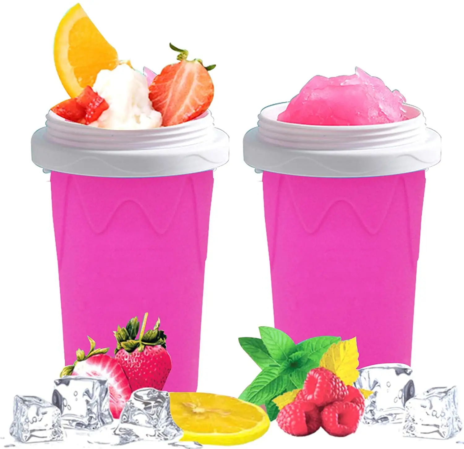 Veiligheidsdienblad Innovatieve Groothandel Topverkoper Squeeze Kubus Diy Pinch Frozen Siliconen Smoothie Maker Ijs Slushy Cup