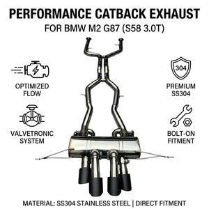 Système d'échappement Catback Vortex SS304 à longueurs égales avec soupapes pour BMW M2 G87 S58 3.0T 2023-2026, montage direct, échappement central à quatre sorties - Product Image 1