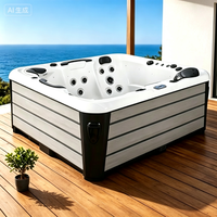 Baignoire de massage à remous intégrée de style moderne, ronde, pour deux personnes, écologique, avec cascade à bulles d'air, vente en gros