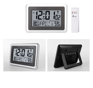 Digitale Atomuhr für Innen/Außen Einseitige Wanduhr Großes LCD-Display Kabelloser Sensor Thermometer 300ft/100m Reichweite Kalender - Product Image 5