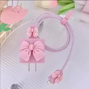 Accessoires mignons d'<span class=keywords><strong>enrouleur</strong></span> de ligne de données Bowknot pour <span class=keywords><strong>iphone</strong></span> 18W 20W chargeur câble housse de protection - Product Image 2