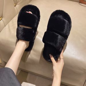 Pantoufles antidérapantes d'intérieur en peluche simples pour femmes, pantoufles de couleur unie à la mode pour la maison d'hiver - Product Image 6