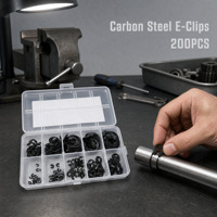 Carbon Steel E Clip Circlip E-Type External Retaining Ring Assortment Kit 200 Pcs 10 Sizes 1.5-10mm DIN 6799 Black Oxide