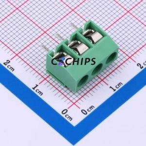 MX126-5.0-03P-GN01-Cu-S-A Screw Terminal Block Through hole Component (THT),P=5mm Connector 1x3P 5mm Green Through Hole - Product Image 1