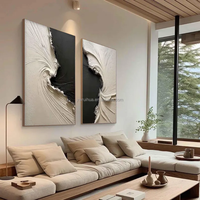 Peinture sur toile peinte à la main, texture Wabi-sabi, peinture décorative d'intérieur avec cadre pour décoration murale