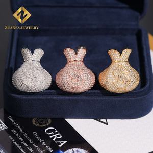 Anillo de Moissanita con Certificado GRA en Oferta, Anillo Hip Hop de Plata de Ley 925, Anillo de Alta Calidad con Incrustaciones de Diamantes que Pasa la Prueba del Diamante - Product Image 1