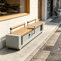 Banc de parc créatif pour loisirs en plein air - Construction en acier inoxydable et bois massif pour l'aménagement paysager des parcs