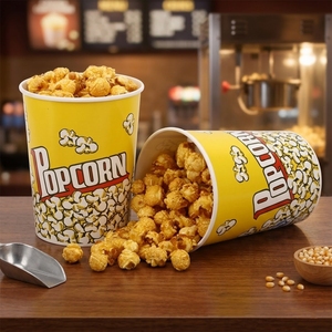 Contenedor de Palomitas de Maíz de Papel con Logotipo Personalizado, Cubo Desechable de Grado Alimenticio para Snacks, para Cine, Catering, Empaquetado al por Mayor - Product Image 1