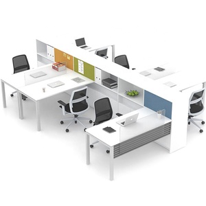 ODM Modern modular staff 6 8 seater work station desk ergonomic chair office desks with bookshelf wood table office Workstation