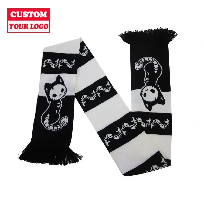 Wholesale Promotion Custom Football Logo Team Club Fans Mixed Winter Scarfs For Couple Fan Scarf