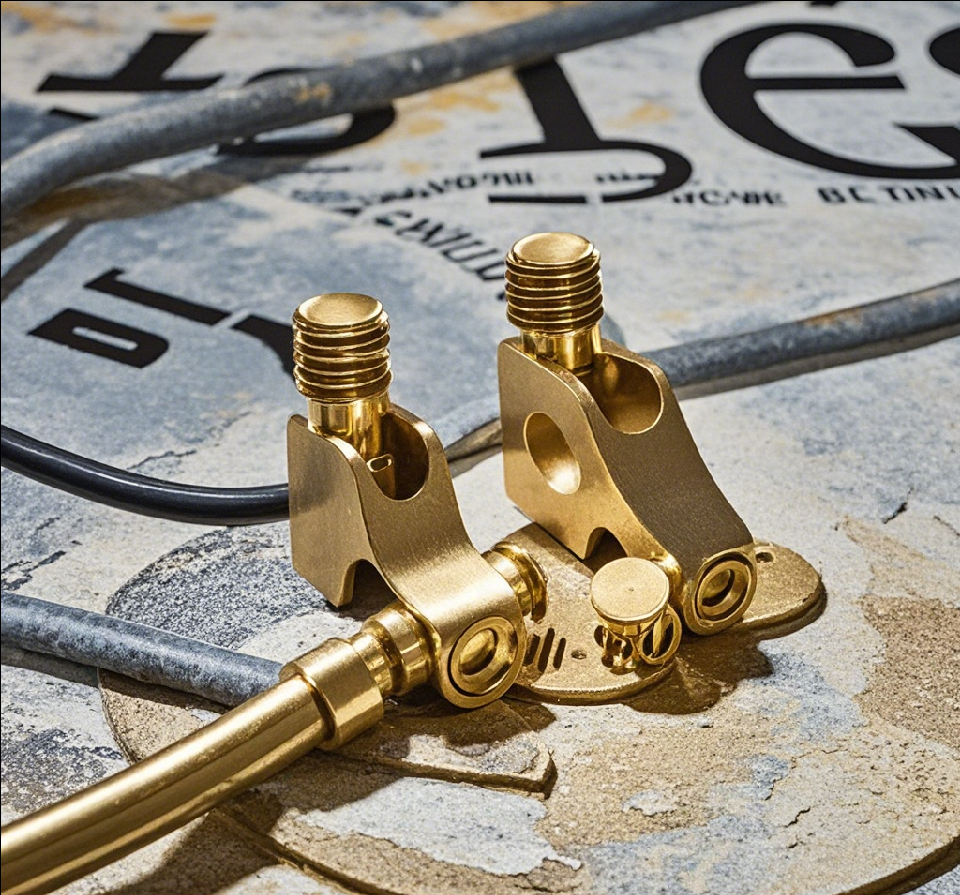 earthing cable holder brass hardware component used to securely fasten earthing cables for walls for panels for structures