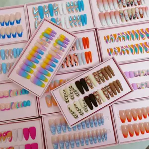 Wholesale customize artificial fingernails press on nails sets designer Handmade acrylic press on nails packaging box