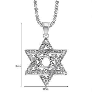 Collar con Colgante <span class=keywords><strong>de</strong></span> Estrella <span class=keywords><strong>de</strong></span> David Hexagrama Hip Hop 2026, Joyería <span class=keywords><strong>de</strong></span> Acero Inoxidable Impermeable con Circonitas Cúbicas Iced Out para Hombres y Mujeres - Product Image 3