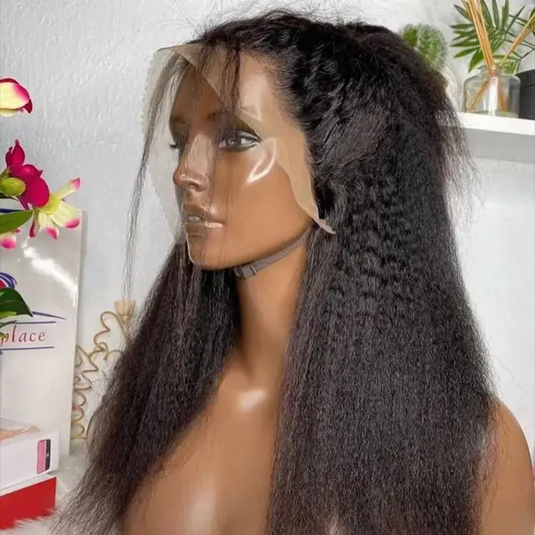 Yaki Swiss Hd Lace Frontal Wig Peruvian Virgin Human Hair lace front Wigs full Transparent Lace Kinky Straight Wigs