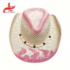 Chapeau de cowboy personnalisé blanc décoré de perles en papier écologiques roses pour l'été, idéal pour les fêtes et un usage quotidien - Product Image 2