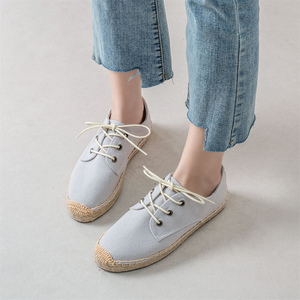 Espadrilles décontractées en toile à lacets pour femmes, semelle en jute antidérapante, baskets avec semelle intermédiaire en chanvre, tendance mode, chaussures pour femmes - Product Image 3