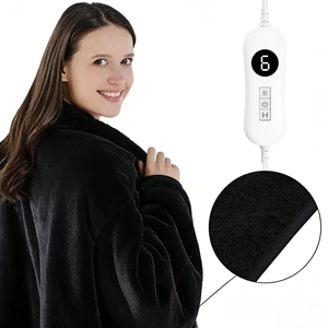 <span class=keywords><strong>Couverture</strong></span> chauffante électrique portable pour les pieds avec doublure en flanelle et sherpa, 6 réglages de chaleur, arrêt automatique après 3 heures, <span class=keywords><strong>couverture</strong></span> chauffante à capuche - Product Image 6