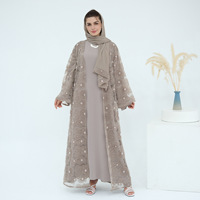 Cardigan musulman en polyester grande taille, robe élégante style turban