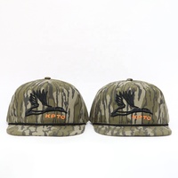Topi Grosir Custom Taktis Camo Berburu Katun Bordir 3D 5 Panel Tali Pinggiran Datar Pria Memancing Kamuflase Snapback Caps