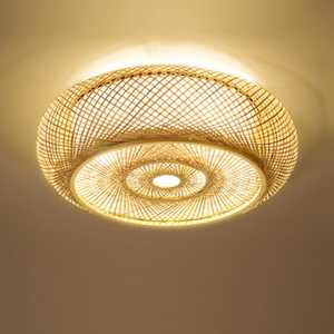 Lampe <span class=keywords><strong>de</strong></span> plafond ronde en bambou tissé minimaliste moderne, d'inspiration <span class=keywords><strong>zen</strong></span>, pour salon, restaurant - Product Image 5