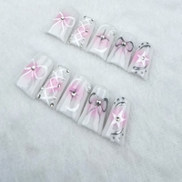 Uñas artificiales forma de uñas de almendra forma de uñas de pico de pato degradado Rosa fábrica de alta calidad al por mayor.