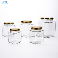 VISTA-Latas clásicas de vidrio para envasado de alimentos, botella de vidrio cuadrada hermética para mermelada de gelatina, tarro transparente para salsa con tapa de rosca