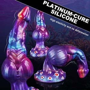 Fantasie Monster Knoop <span class=keywords><strong>Dildo</strong></span> Groot Paard Draak Dikke Tentakel Anale Met Zuignap Siliconen Hond Gigantische Buitenaardse Dieren Volwassen Seksspeeltje - Product Image 6