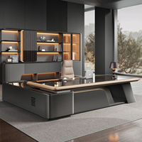Ensemble de chaises de bureau de direction haut de gamme bureau à panneaux Design moderne Construction en bois stockage de tiroirs de fichiers durables