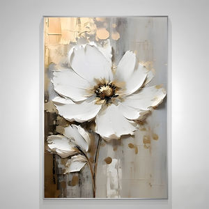 Pintura de pared impermeable moderna al por mayor personalizada pintura al óleo de Arte de pared de flores blancas - Product Image 3