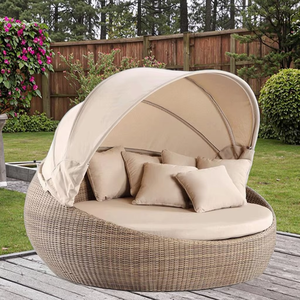 Chaise longue ronde extérieure en rotin imperméable à l'eau avec cadre en aluminium Chaise longue en aluminium pour <span class=keywords><strong>jardin</strong></span> piscine balcon cour plage - Product Image 1