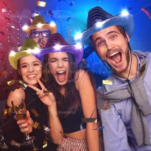 Cowgirl Cowboy LED Light <b>Hats</b> Sequin Cap Waterproof Back School Ramadan Christmas Halloween Costume Cosplay <b>Wedding</b> Party Bulk - Product Image 4