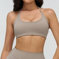 Soutien-gorge de sport pour femmes, style halter brossé, dos creux, beauté, gym, sport